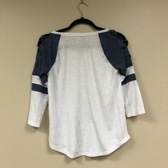 Blue and White Baseball Tee - Picture 2 of 4